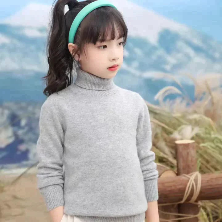 Girls High Neck Sweater Sweaters & Cardigans Grey 2-3 Y