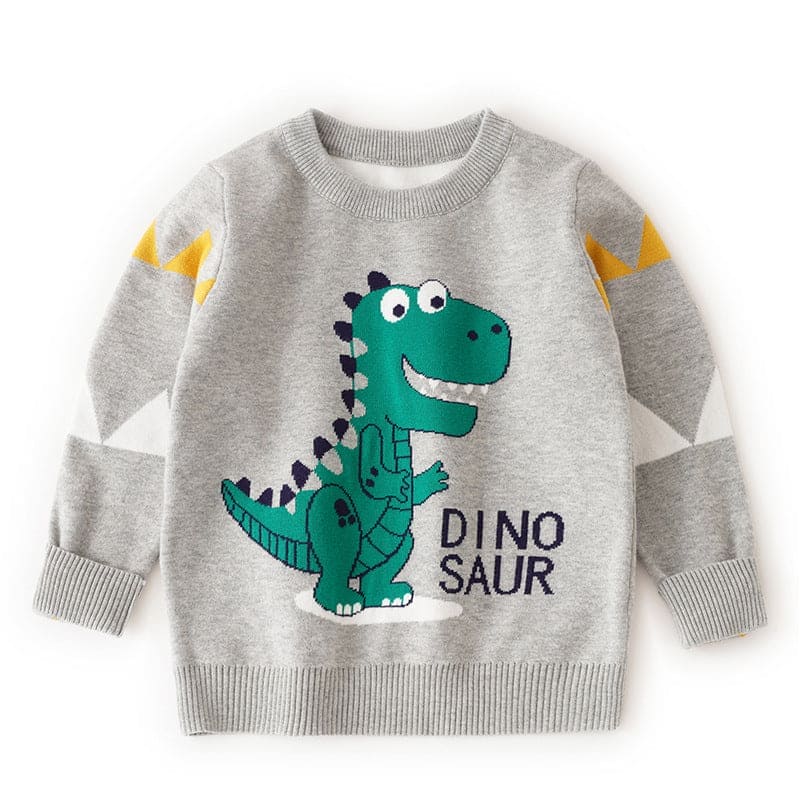 Boys Dinosaur Theme Sweaters Sweaters & Cardigans Grey 2-3 Y 